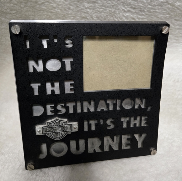 Harley Davidson "...It's The Journey" Metal Standing Picture Frame GUC - Picture 2 of 8
